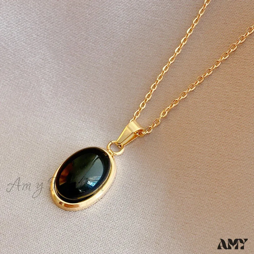 Amy Fashion - Simple Fashion Opal Stone 18K Gold Necklace