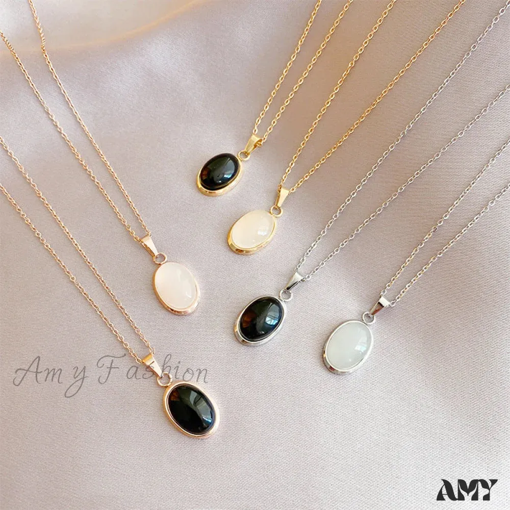 Amy Fashion - Simple Fashion Opal Stone 18K Gold Necklace