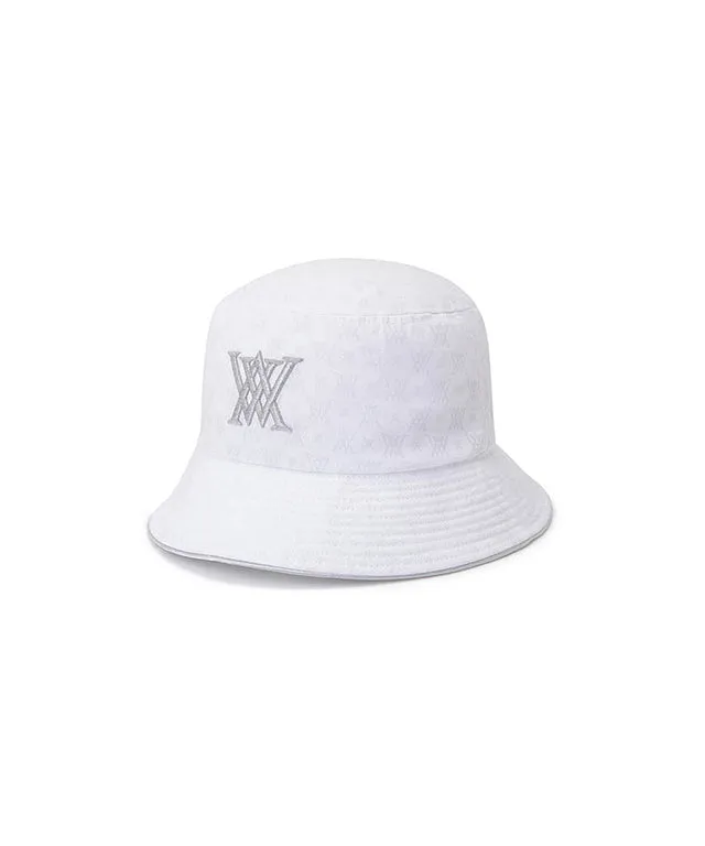 ANEW Monogram Round Taping Bucket Hat - White