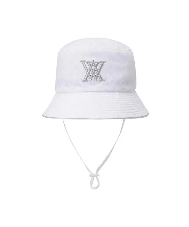 ANEW Monogram Round Taping Bucket Hat - White