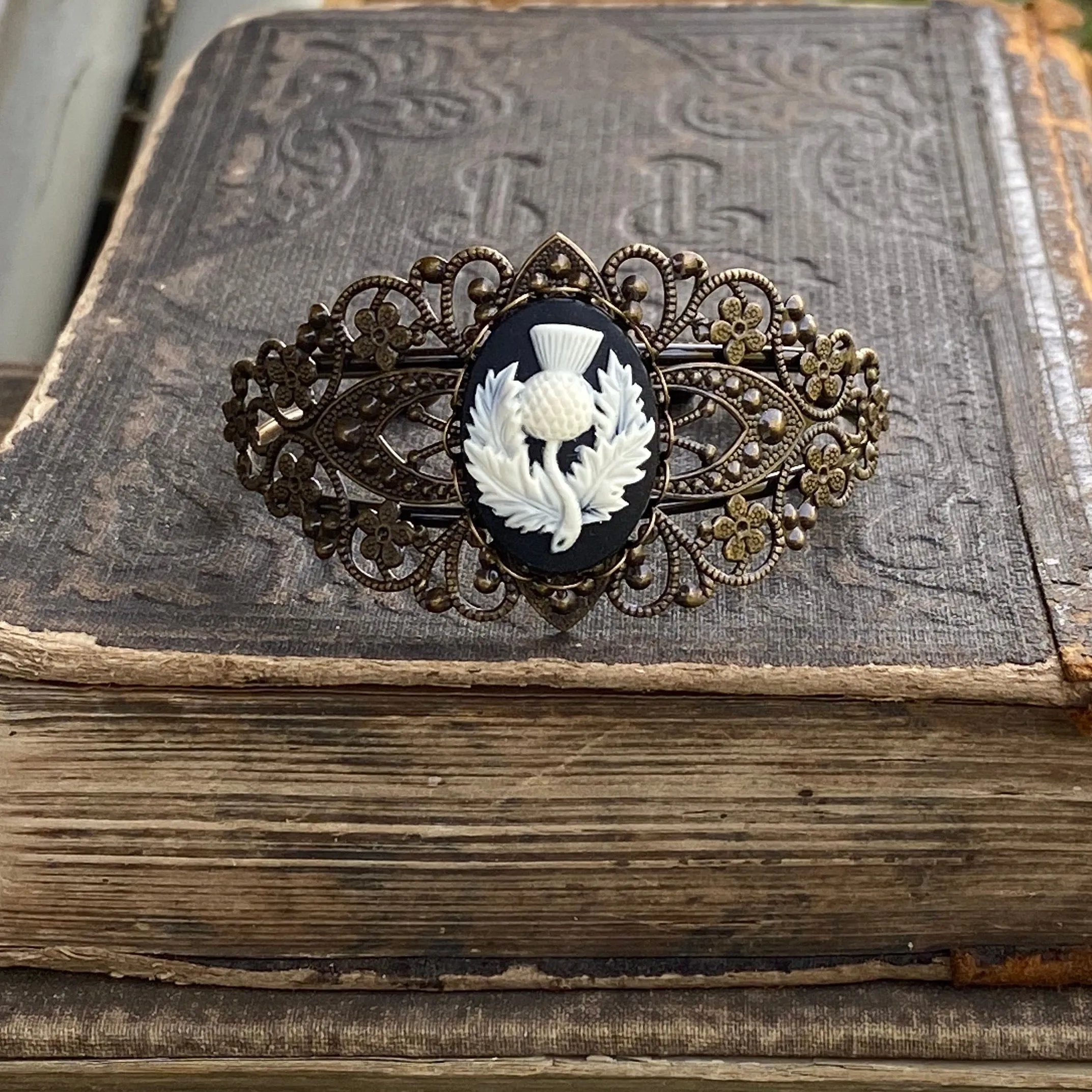 Angel Cameo Cuff Bracelet- Adjustable Antiqued Bronze Vintage Victorian Filigree Style Thistle Horse