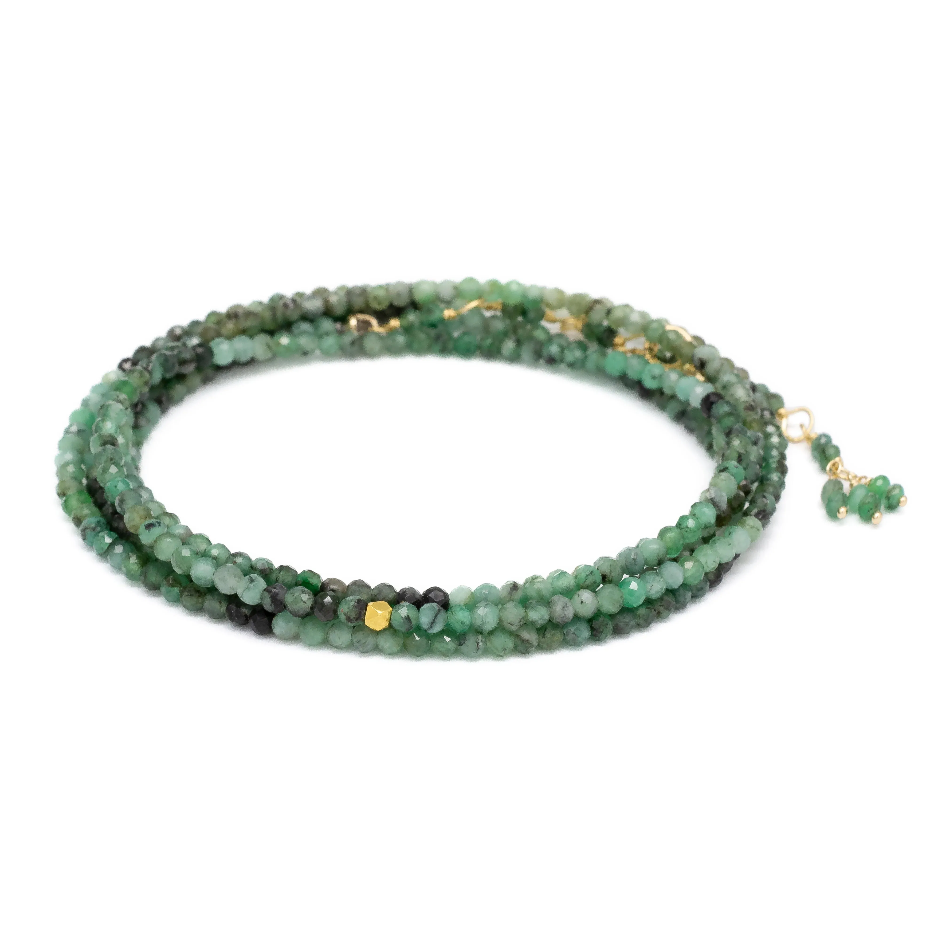 ANNE SPORTUN 18K YELLOW GOLD 34-INCH SAKOTA EMERALD BEAD WRAP BRACELET