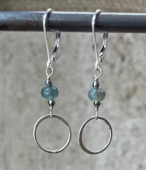 Aquamarine Circle Earrings