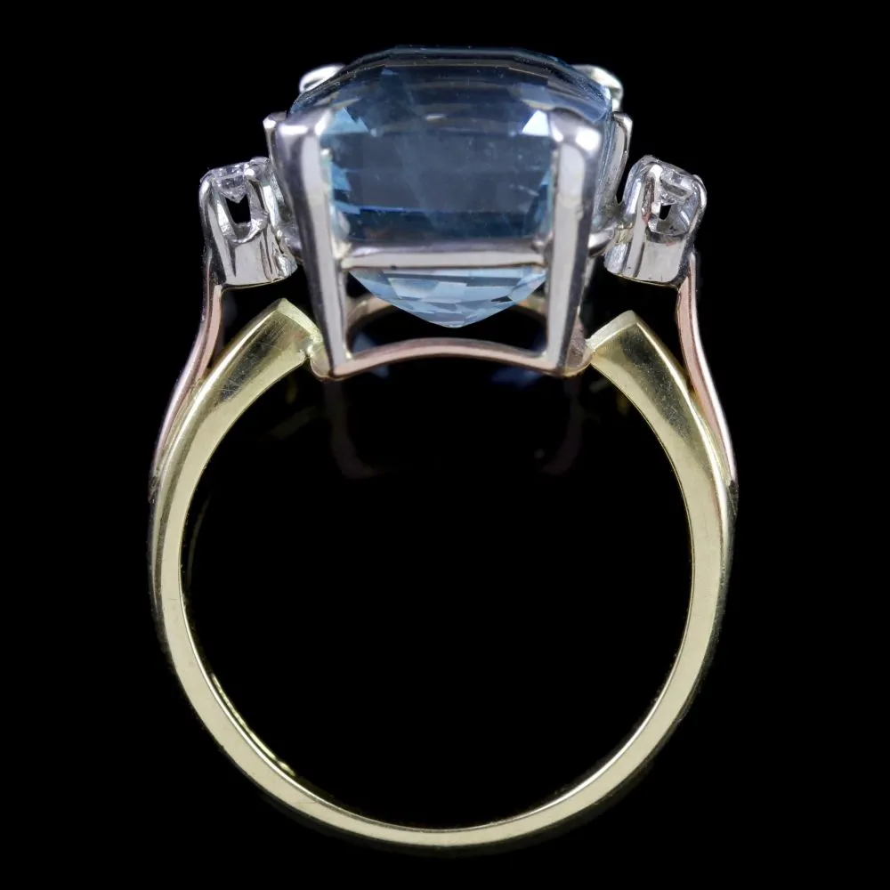 Aquamarine Diamond Ring 20Ct Aqua 18Ct Gold