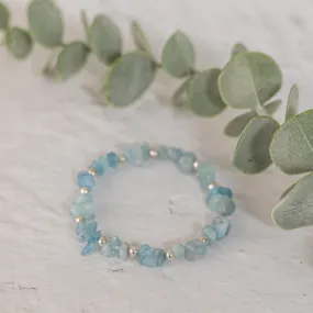 Aquamarine Gemstone Bracelet in Sterling Silver or Gold Filled