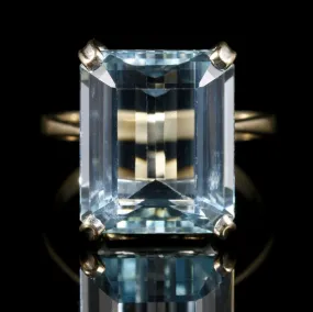 Art Deco Aquamarine Ring 18Ct Gold 10Ct Aqua Circa 1920