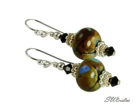 Artisan Swirls Black Handmade Earrings