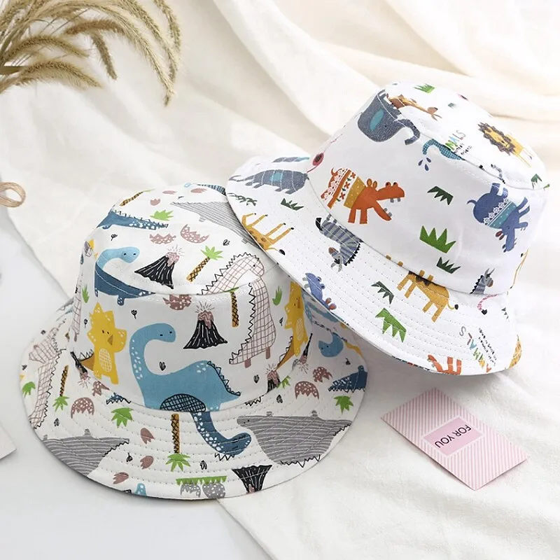 Baby Bucket Hat Children's Summer Caps for Boys Dinosaur Print Panama Hat Children Fisherman Caps Girls Beach Cap Casquette