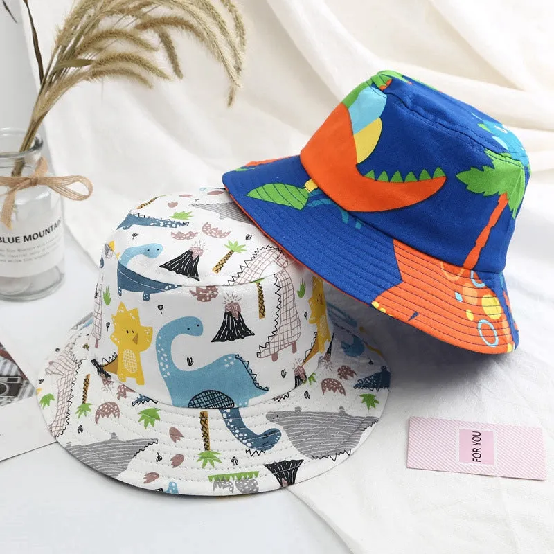 Baby Bucket Hat Children's Summer Caps for Boys Dinosaur Print Panama Hat Children Fisherman Caps Girls Beach Cap Casquette