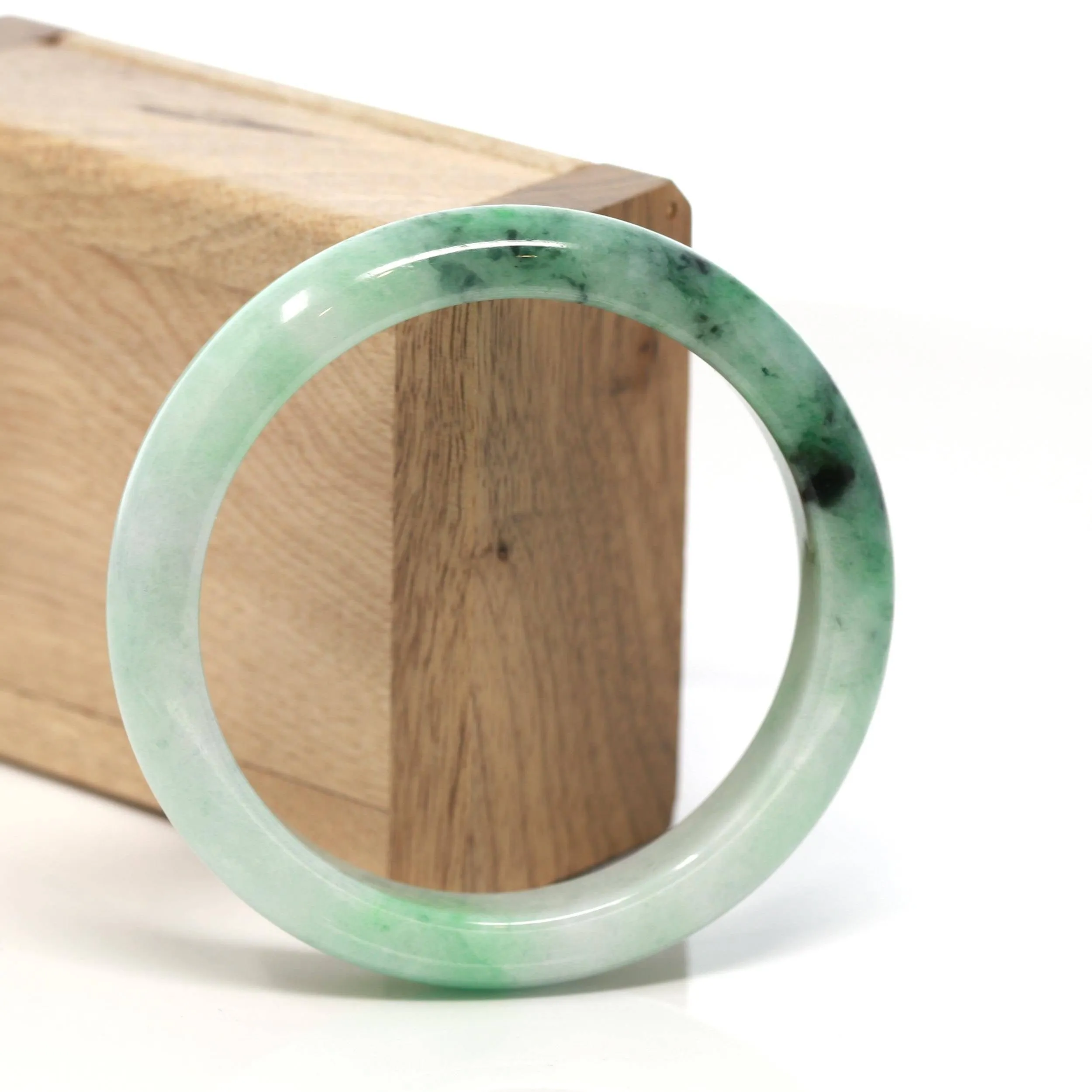 Baikalla™ "Classic Bangle" Genuine Burmese Green Jadeite Jade Bangle Bracelet ( 58.3 mm) #134