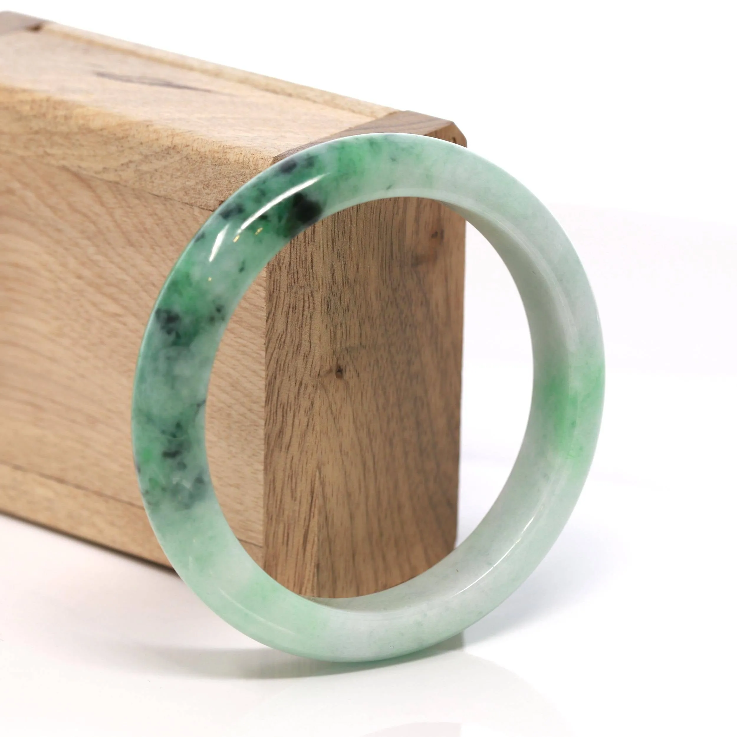 Baikalla™ "Classic Bangle" Genuine Burmese Green Jadeite Jade Bangle Bracelet ( 58.3 mm) #134