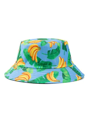 Banana Print Blue Bucket Hat