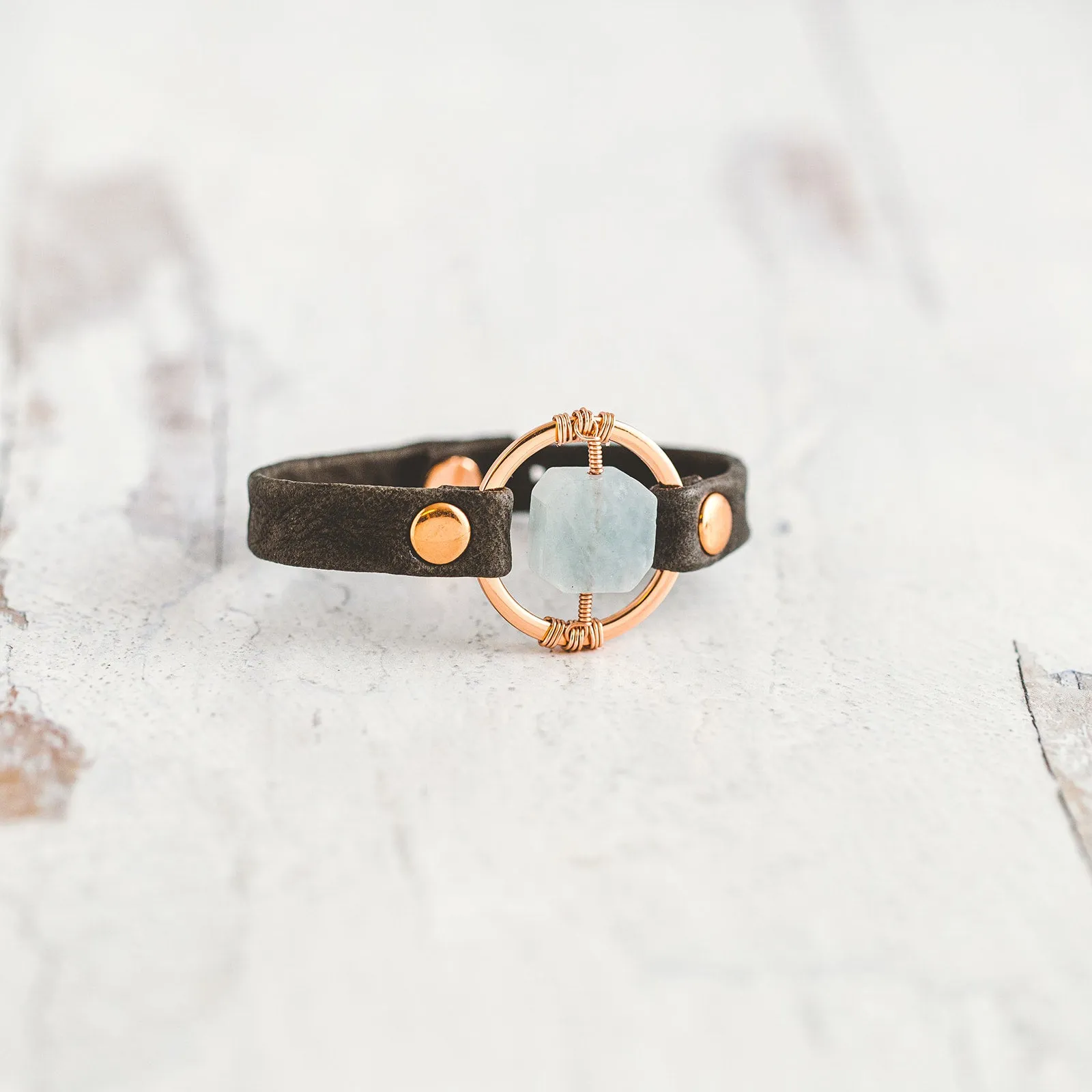 Be the Light Bracelet - Rose Gold - Aquamarine