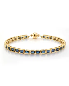 Bezel Emerald Ballier Bracelet- Blue Sapphire- Gold