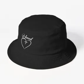 Blessed Heart Cross Jesus Has My Back Faith Bucket Hat