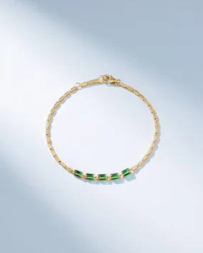 Block-Chain Multi-Emerald Thin Bracelet