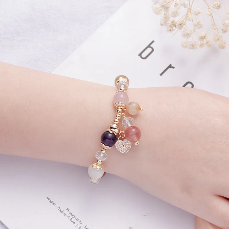 Blonde Crystal and Gemstone Sterling Silver Love Bracelet