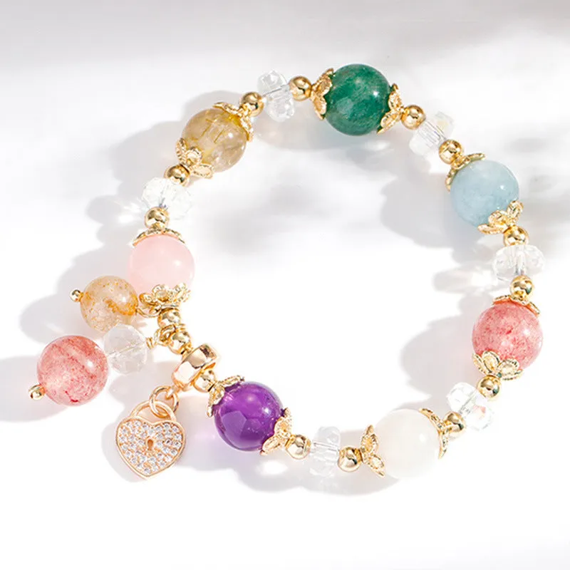 Blonde Crystal and Gemstone Sterling Silver Love Bracelet