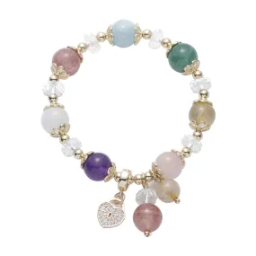 Blonde Crystal and Gemstone Sterling Silver Love Bracelet