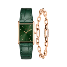 Bound Crocodile Emerald Sunray & Crystal Link Bracelet Rose Gold