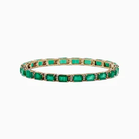 Brasilica 14K Yellow Gold Emerald & Diamond Tennis Bracelet, 11.76 TCW