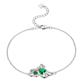 Butterfly Birthstone May Emerald Bracelet Women Girls Jewelry Birthday Gift 925 Sterling Silver