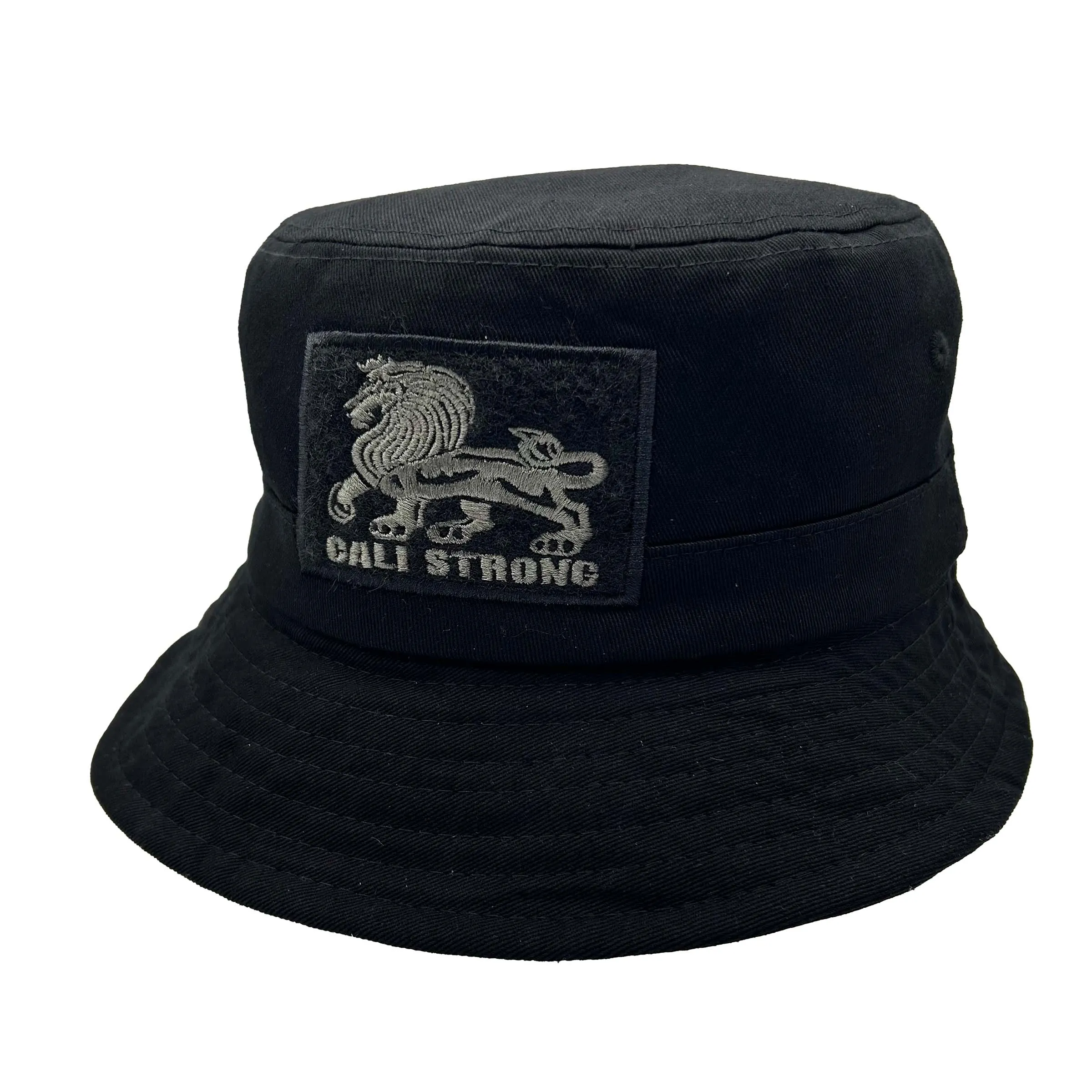 CALI Strong Lord Rasta Reversible White Black Bucket Hat Tactical Morale Patch