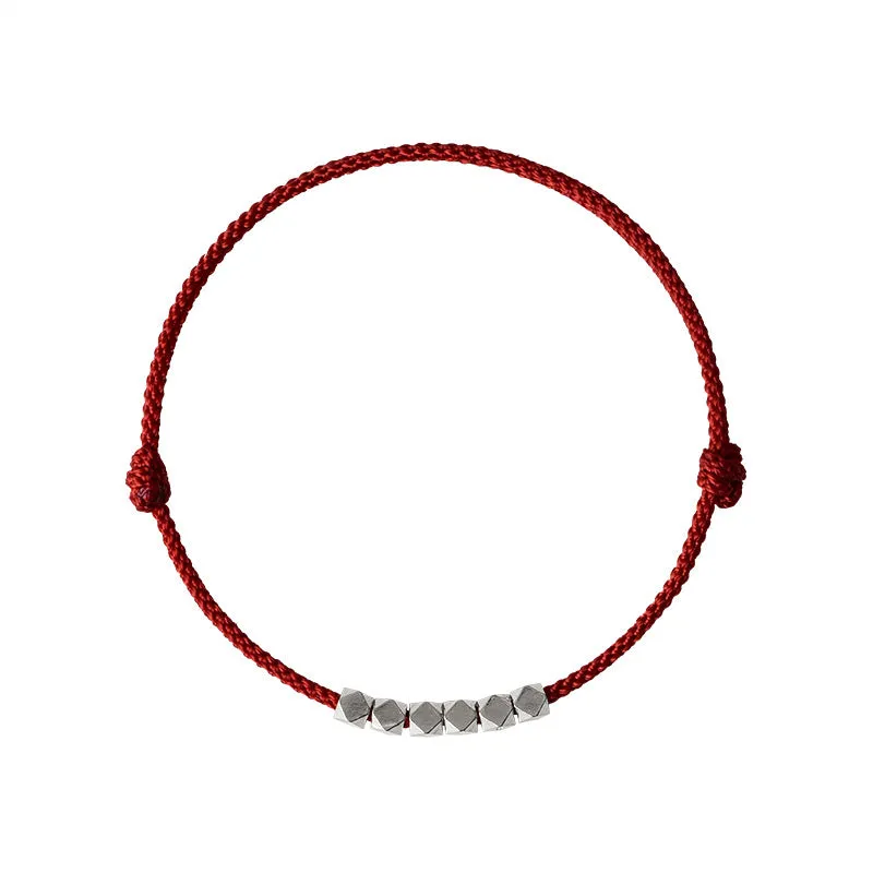 Captivating Red Rope Sterling Silver Drawstring Bracelet