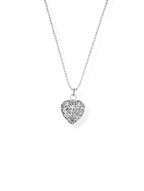 ChloBo T 94 Silver Diamond Cut Chain With Filigree Heart Pendant Necklace SCDC1050