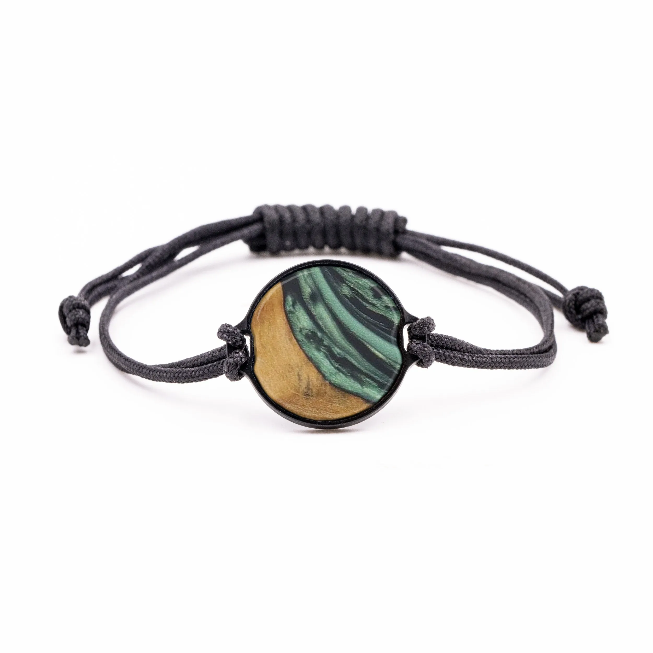 Circle Wood Resin Bracelet - Nadean (Dark Green, 574700)