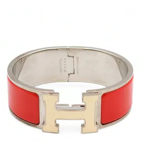 Clic H GM Rouge Bracelet in Enamel, Palladium hardware