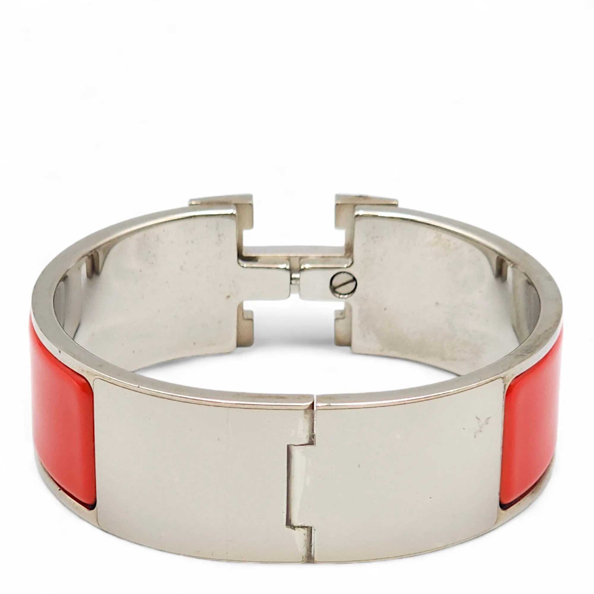 Clic H GM Rouge Bracelet in Enamel, Palladium hardware