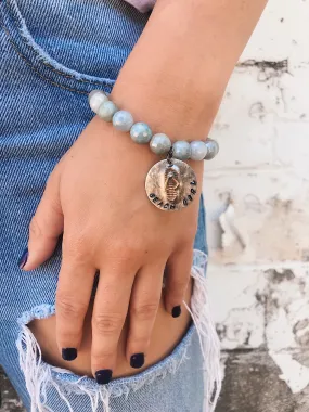 Coated Aquamarine Bracelet // Hand-Soldered Charm