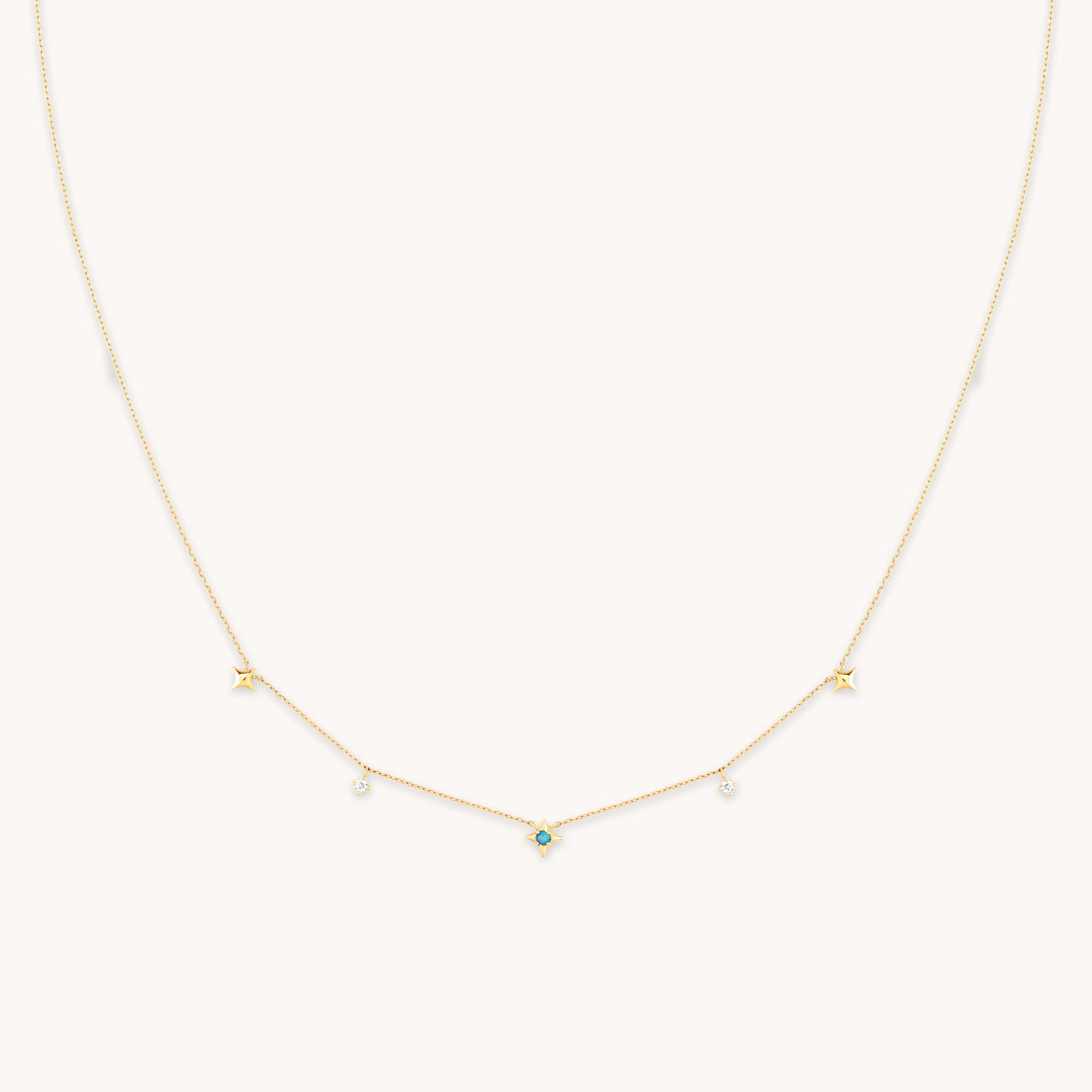 Cosmic Star Opal Charm Necklace in Solid Gold