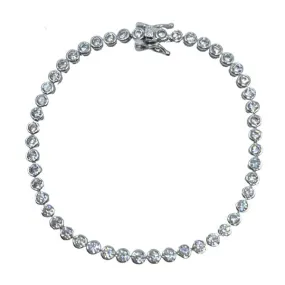 CZ Bezel Set Silver Plated Bracelet (BS4645)