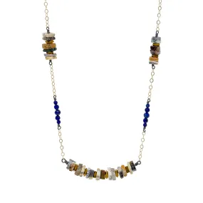 Dendritic Opal & Lapis Bead Necklace