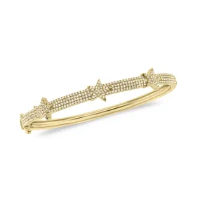 Diamond Tri-Star Bangle Bracelet