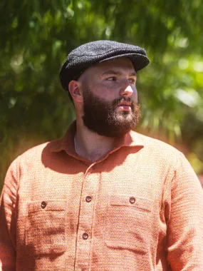 Donegal Herringbone Tweed Driving Cap - Charcoal