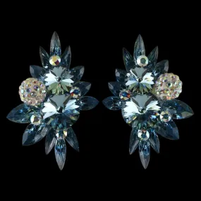 Earrings, Aquamarine and Crystal AB Rhinestones