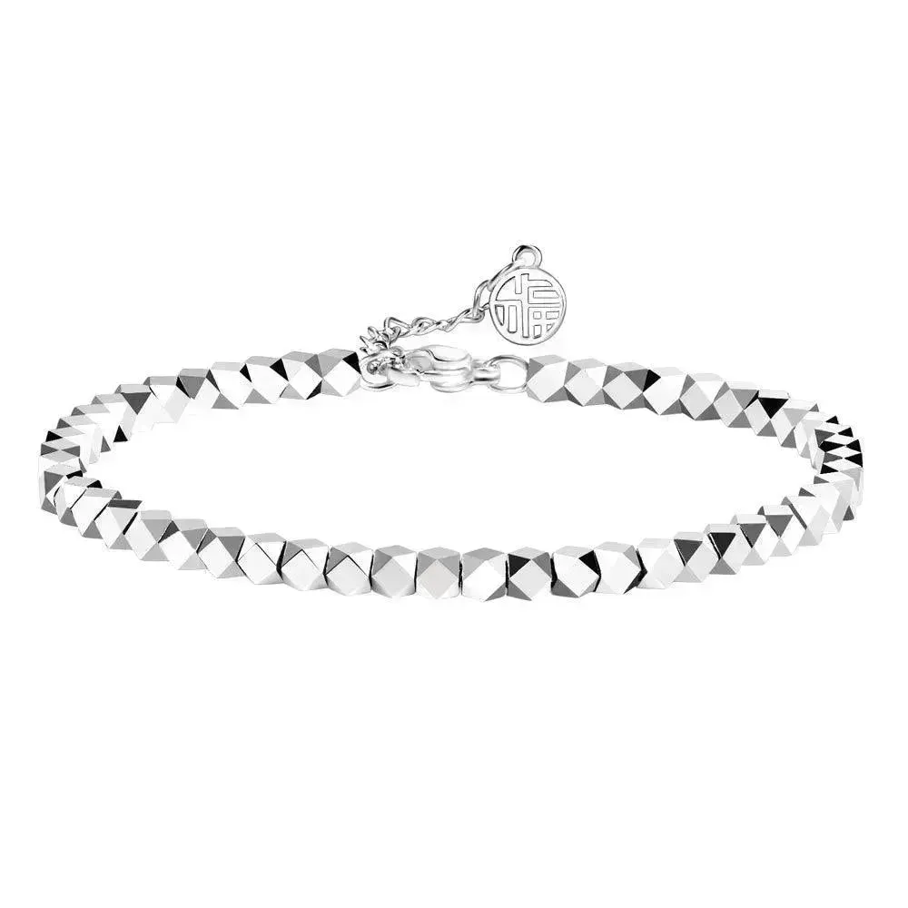 Elegant Light Luxury Silver-plated Broken Silver Blessing Card Bracelet