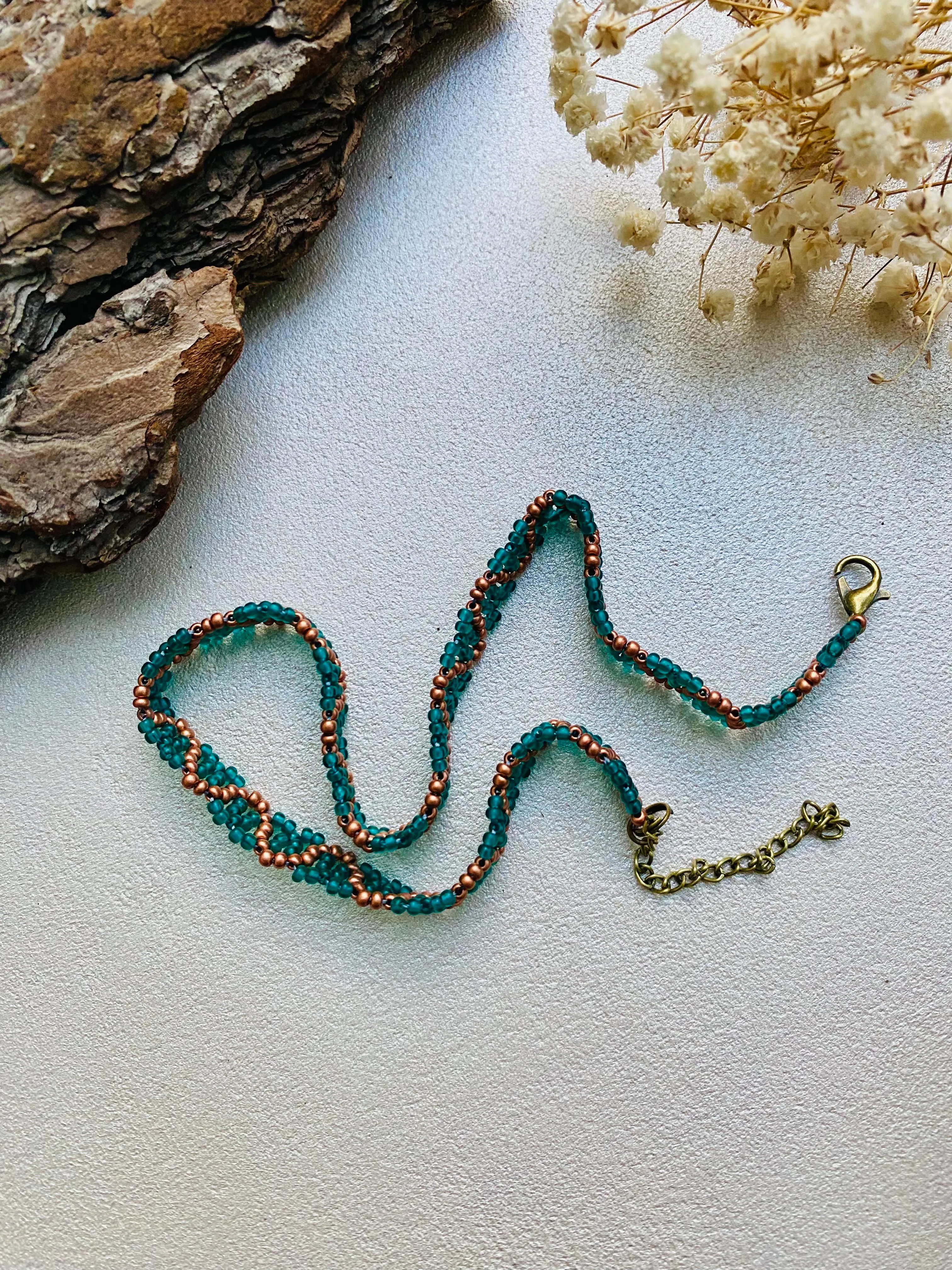 Emerald Matte Gold Seed Bead Choker Necklace, Boho Hippie Green Choker, Unique Choker, Choker collar, Cool Choker, Handmade Statement choker