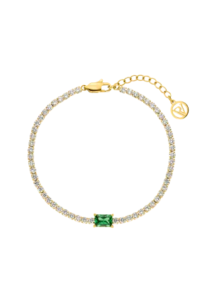 Emerald Tennis Bracelet Green 14K Gold Plated