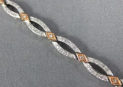 ESTATE .50CT DIAMOND 14KT WHITE & ROSE GOLD 3D INFINITY FILIGREE TENNIS BRACELET