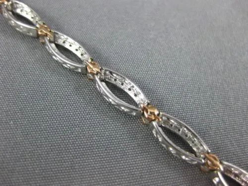 ESTATE .50CT DIAMOND 14KT WHITE & ROSE GOLD 3D INFINITY FILIGREE TENNIS BRACELET