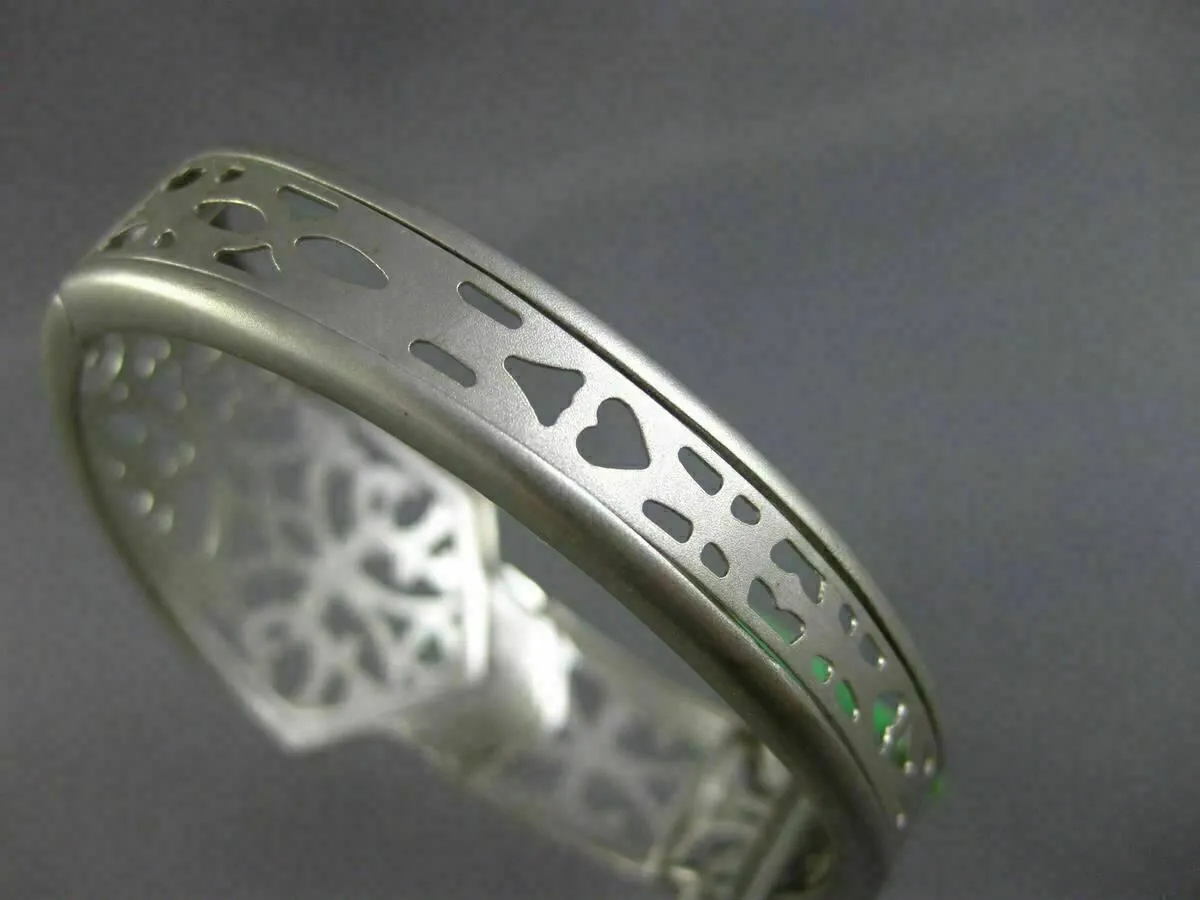 ESTATE WIDE .26CT DIAMOND 18K WHITE GOLD 3D TRIANGULAR BELT CUFF BANGLE BRACELET