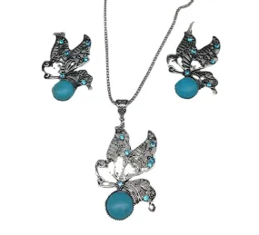 Exotic Butterfly Charm Necklace and Earring Set - Planderful Savanna Rhythms Collection