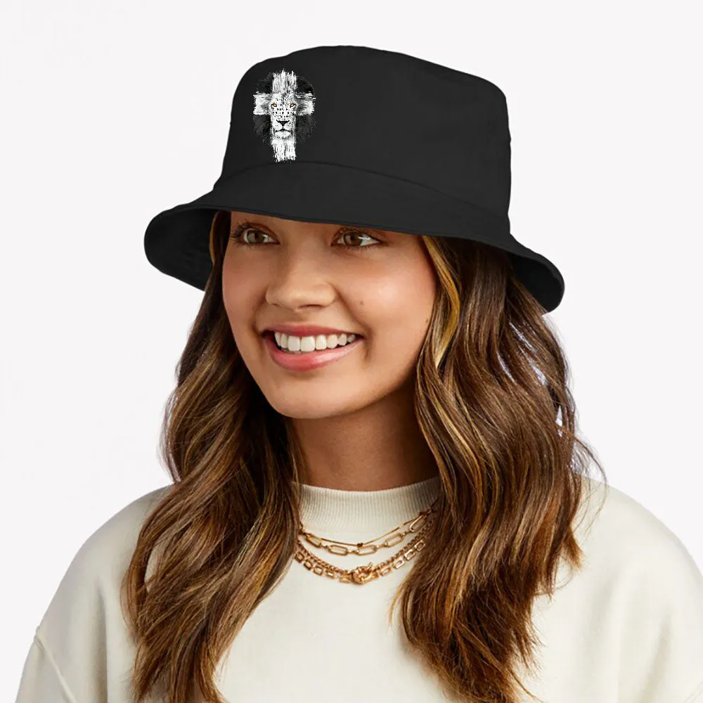 Fear Not For Jesus Lion Cross Christian Bucket Hat