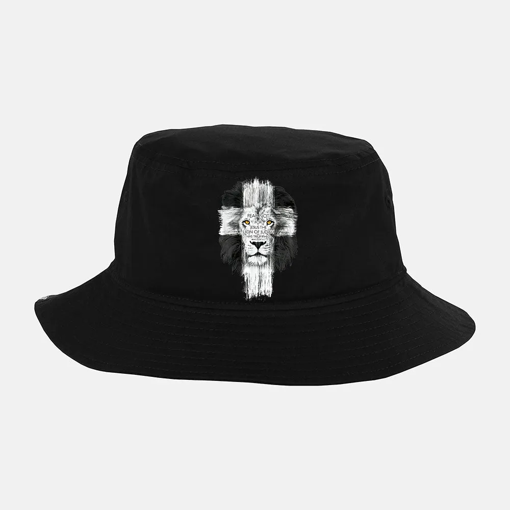 Fear Not For Jesus Lion Cross Christian Bucket Hat