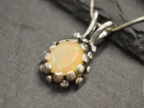 Fire Opal Pendant - Vintage Opal Necklace - October Birthstone Necklace