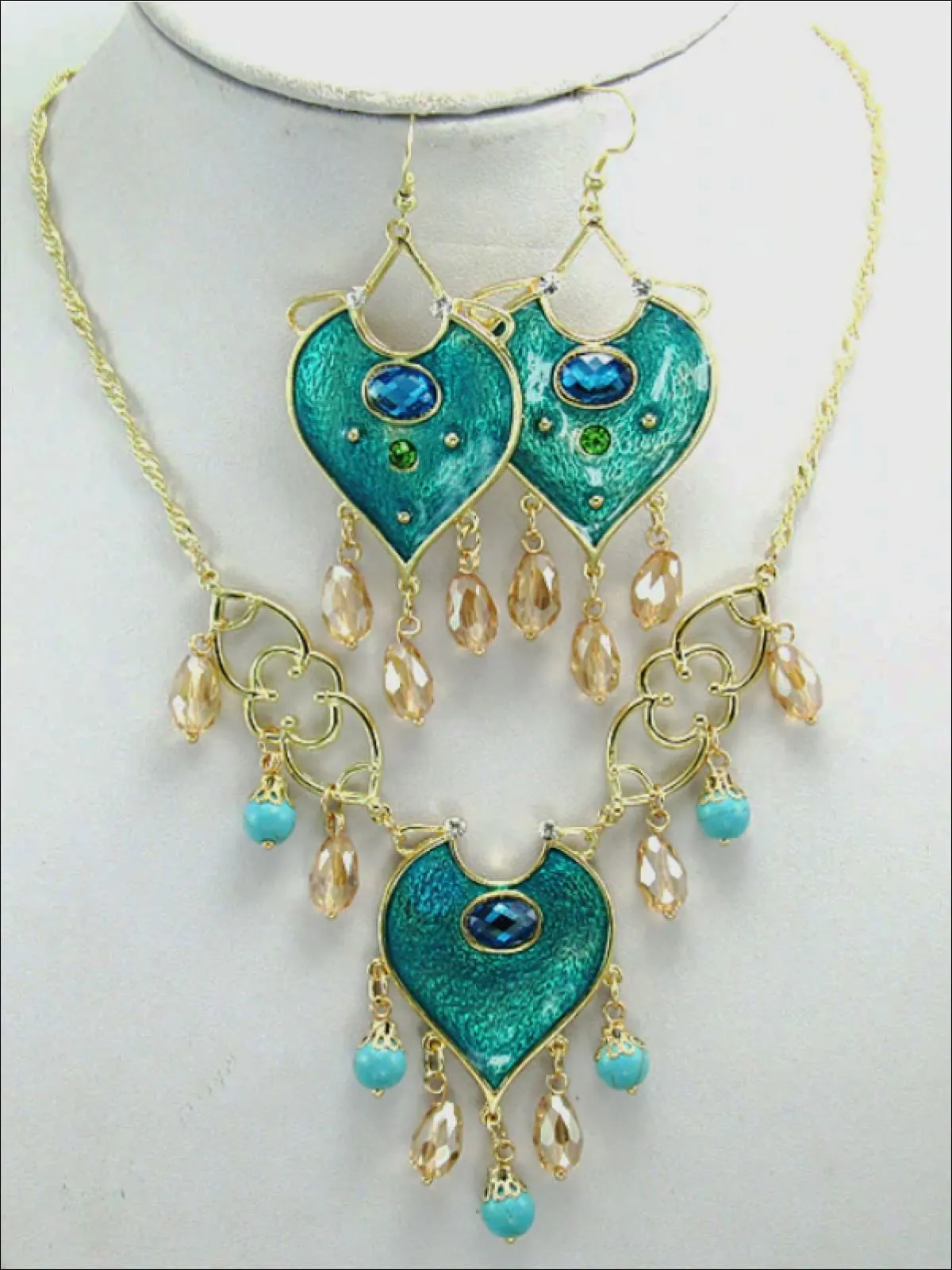 Girls Arabian Nights Princess Turquoise Necklace and Earrings Set